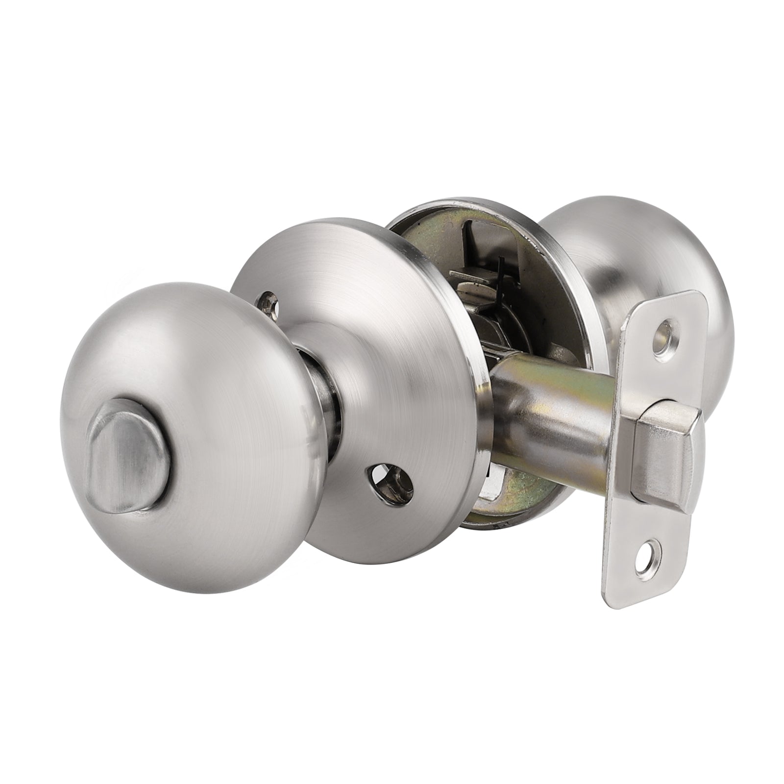 Gobrico Brushed Nickel Round Door Knobs for Bedroom Bathroom,Stainless  Steel Privacy Door Locks Interior Door Handles,Thumb-Turn Locking Inside,5  Pack