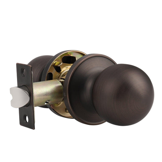 Round Ball Knobs Entrance Privacy Passage Dummy Door Lock Knob, Oil Rubbed Bronze Finish DL607ORB - Probrico