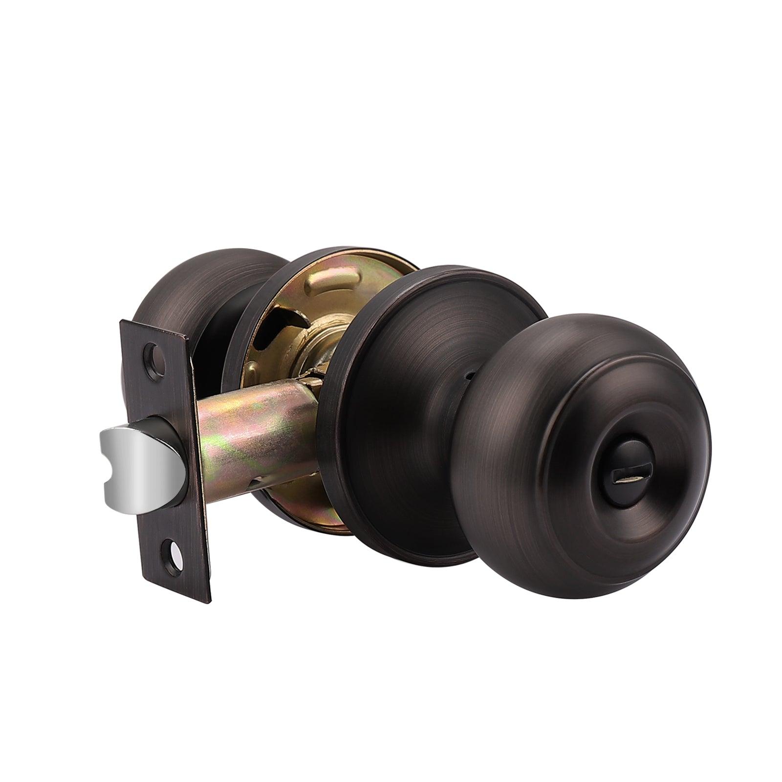 Flat Ball Knobs Keyed Alike/Entry Keyed/Privacy/Passage/Dummy Door Lock Knob, Oil Rubbed Bronze Finish DL609ORB - Probrico