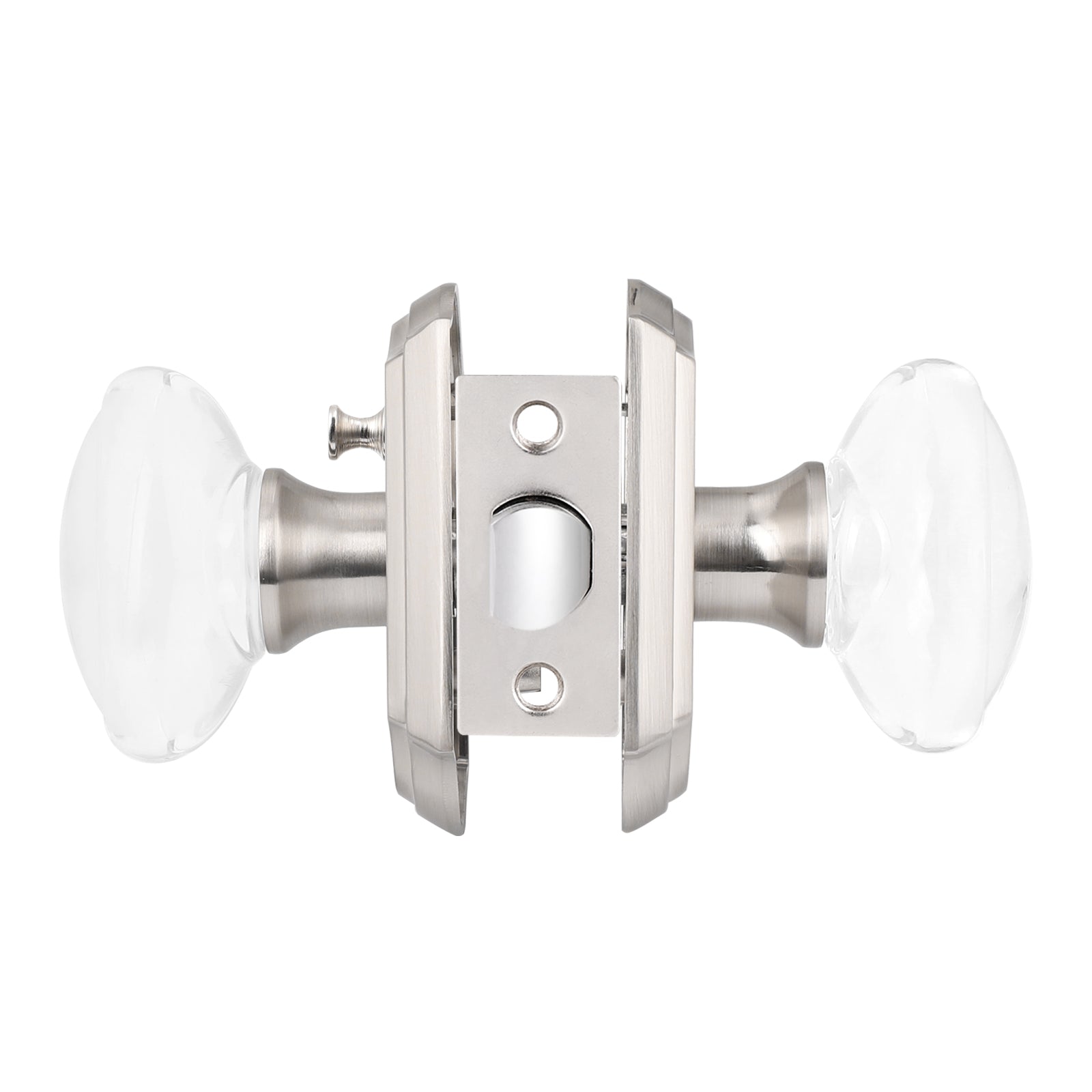 Oval Crystal Door Knob Lock with Satin Nickel Arched Rosette DLC9SN - Probrico