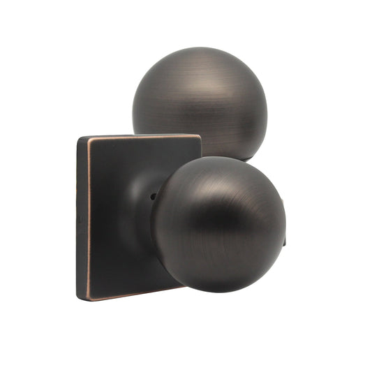 Round Ball Knob with Square Rosette, Interior Passage Door Knobs Oil Rubbed Bronze DLS07ORBPS - Probrico