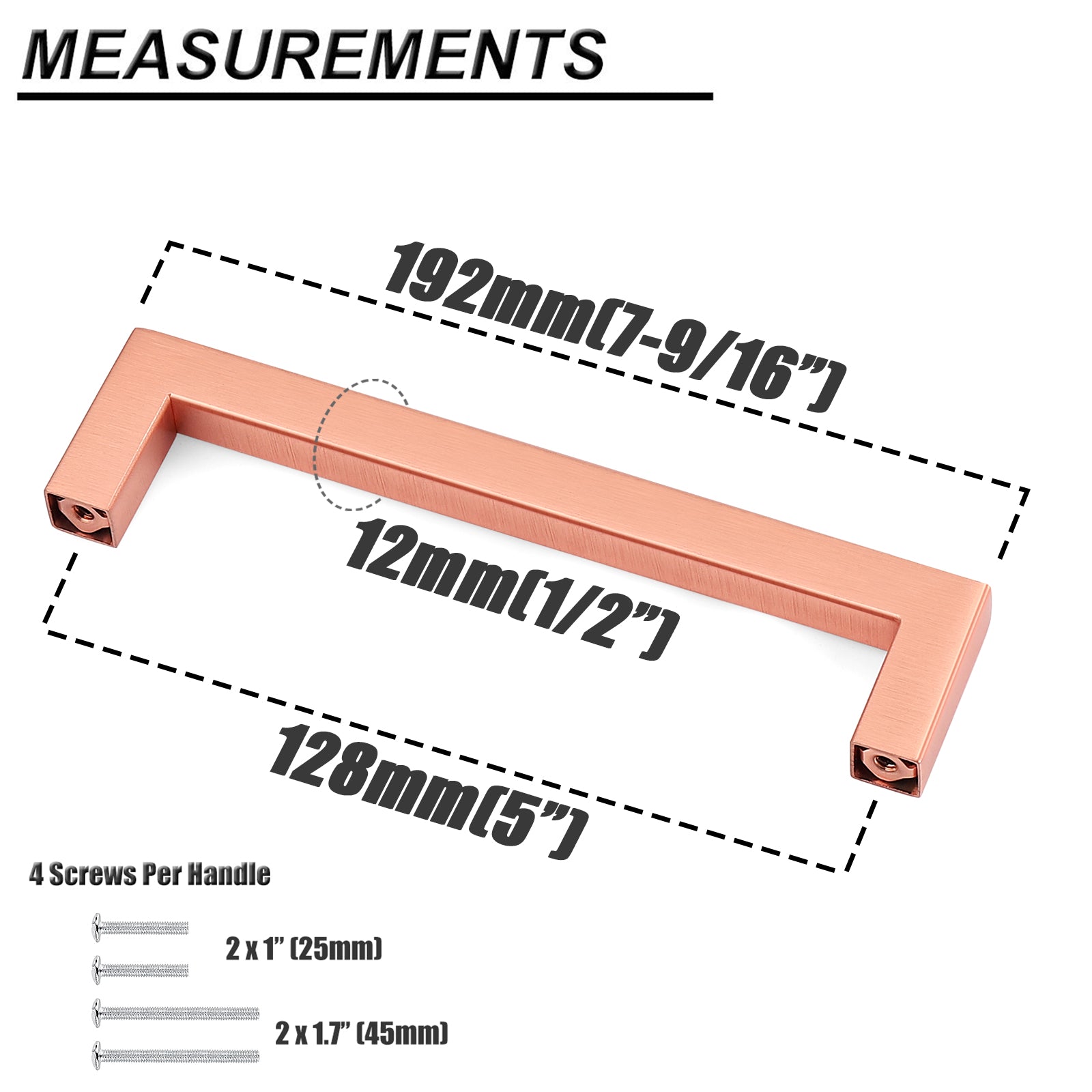 Stainless Steel Square Cabinet Handles and Pulls Rose Gold Finish - Probrico