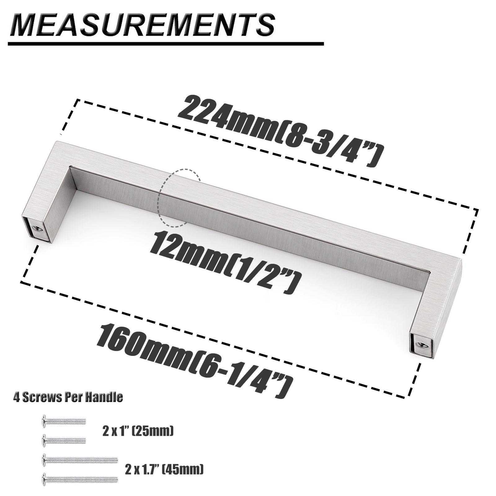 20mm Square Bar Cabinet Handles and Pulls Brushed Nickel Finish Kitchen Hardware PDDJ30HSS - Probrico