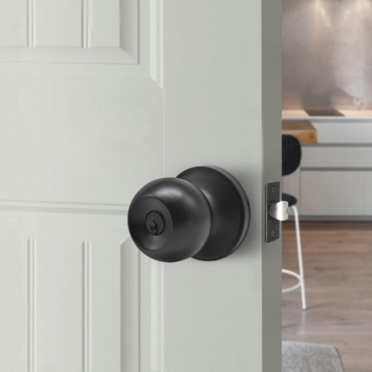 Round Ball Knobs Keyed Alike/Keyed Entry/Privacy/Passage/Dummy Door Lock Knob, Black Finish DL607BK - Probrico