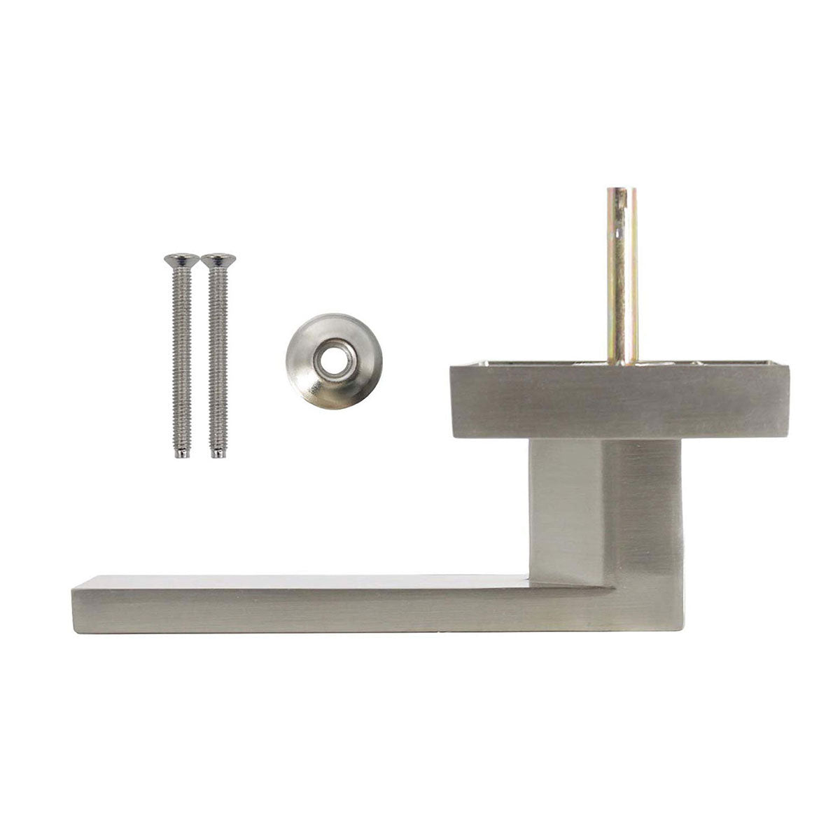 Single Dummy Door Lever Handle with Square Rosette, Brushed Nickel