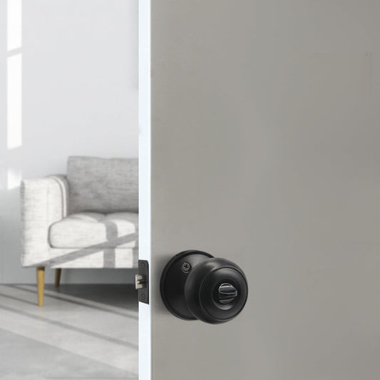 Flat Ball Knob Black Finish Privacy Door Lock Knobs DL609BKBK - Probrico