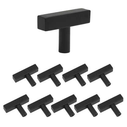 2" 50mm Length Square T Bar Cabinet Knobs Black Finish - 10Pack - Probrico