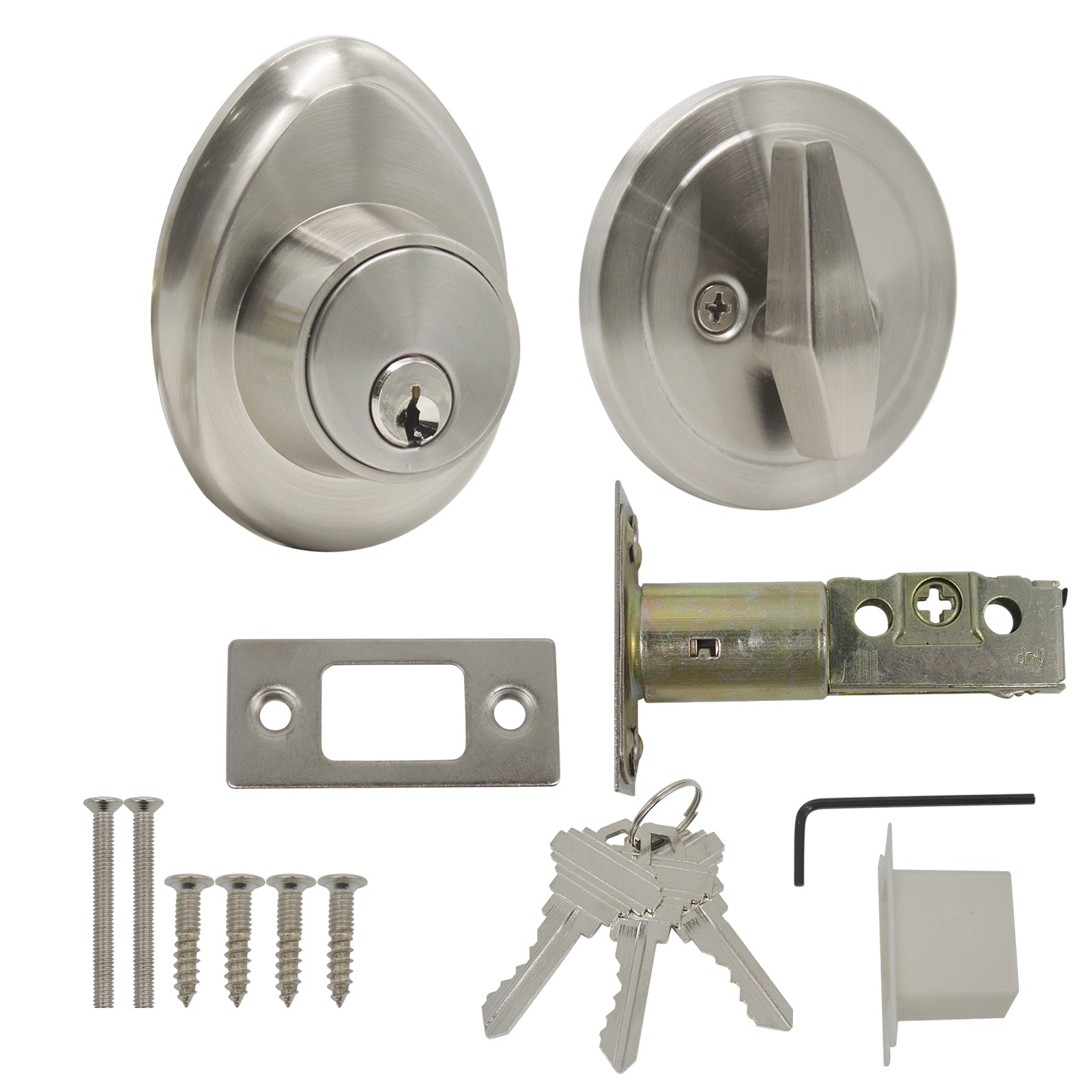 Keyed Entry Single Cylinder Deadbolt Locks Satin Nickel Finish DL70610SNDB