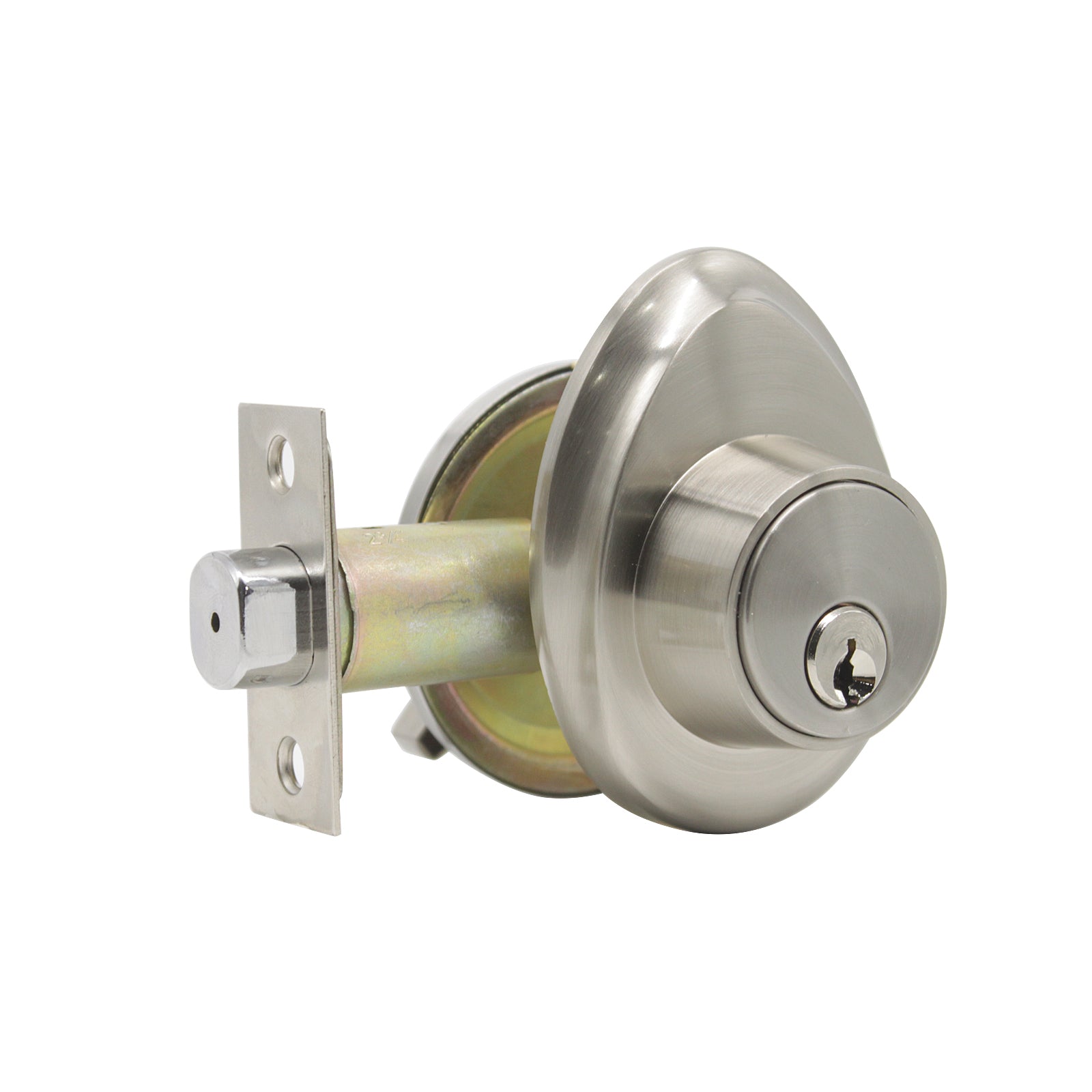 Keyed Entry Single Cylinder Deadbolt Locks Satin Nickel